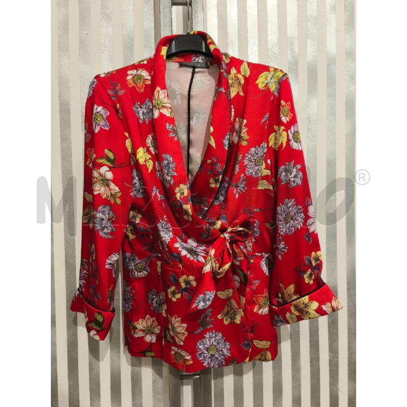 GIACCA DONNA SANDRO FERRONE ROSSA A FIORI SATIN BORDO NERO | Mercatino dell'Usato Campobasso 1