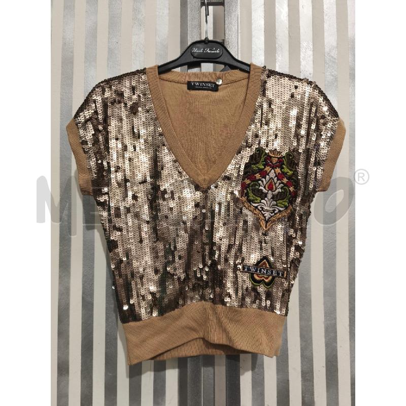 GILET DONNA TWINSET BEIGE PAILLETTES | Mercatino dell'Usato Campobasso 1