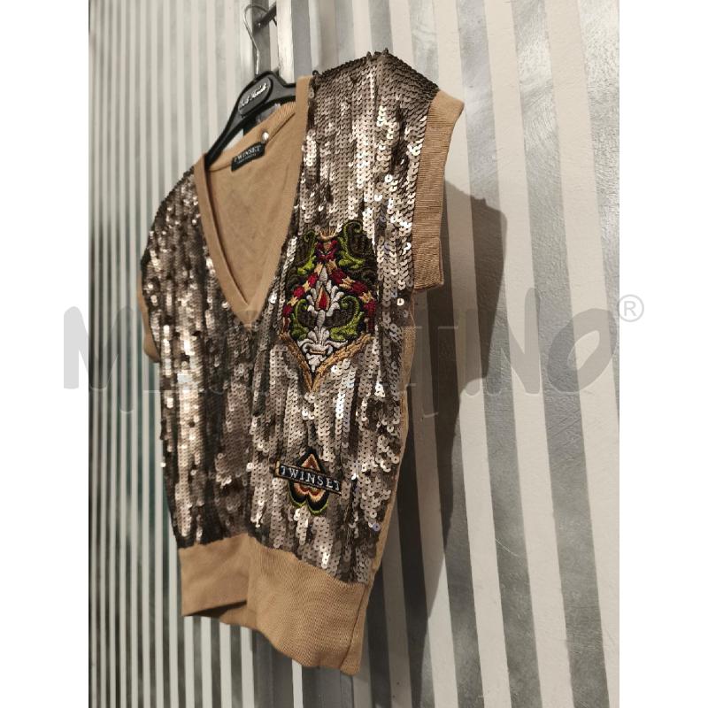 GILET DONNA TWINSET BEIGE PAILLETTES | Mercatino dell'Usato Campobasso 4