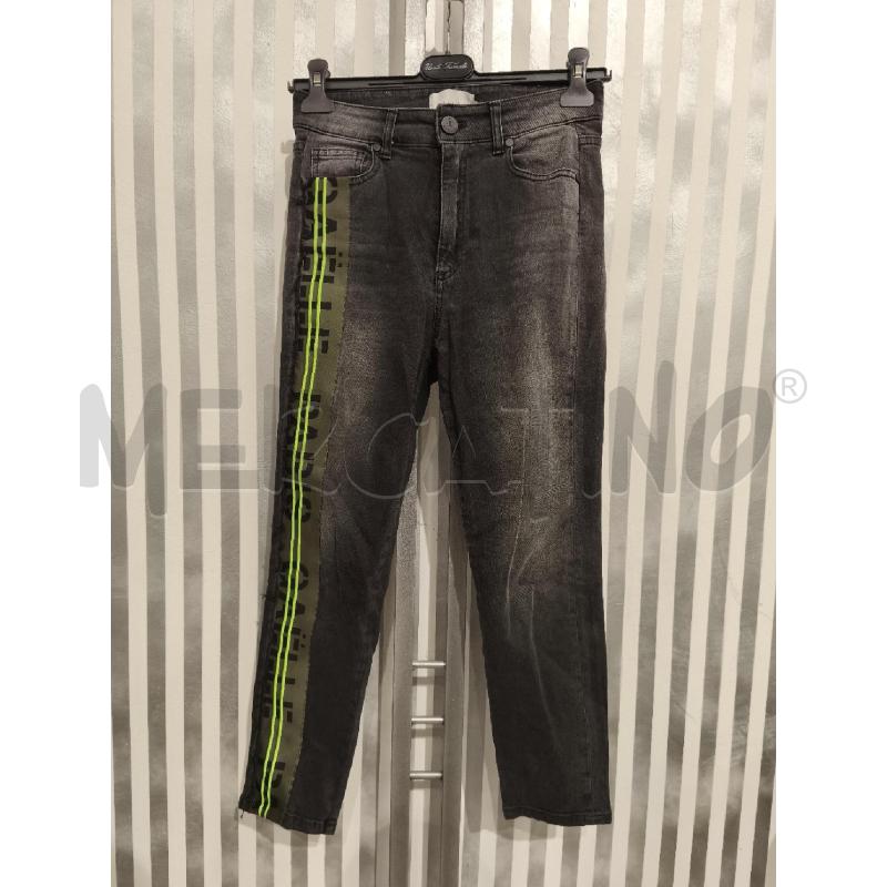 JEANS DONNA GAELLE GRIGIONERO FASCIA OLIVA E GIALLO FLUO | Mercatino dell'Usato Campobasso 1