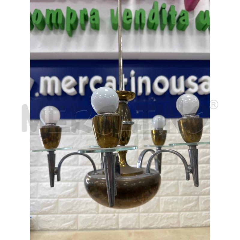 LAMPADARIO ANNI 30 OTTONE E VETRO | Mercatino dell'Usato Campobasso 1