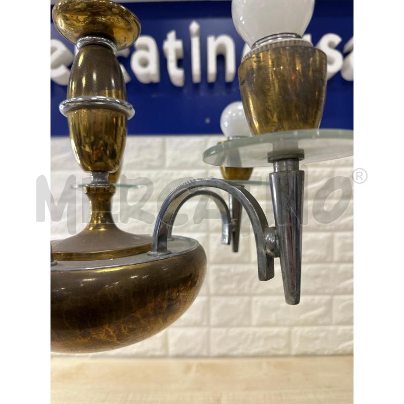 LAMPADARIO ANNI 30 OTTONE E VETRO | Mercatino dell'Usato Campobasso 2