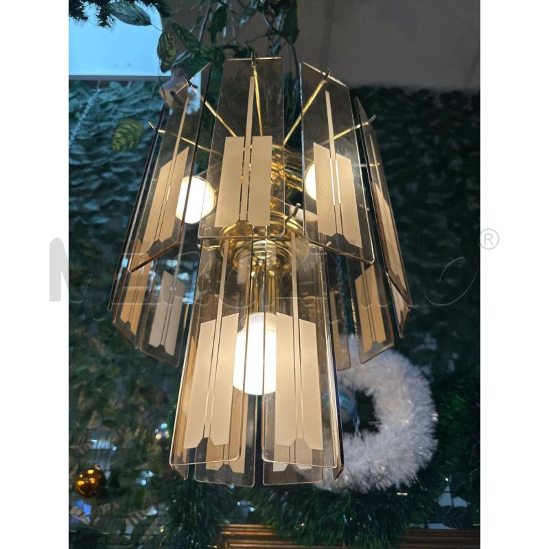 LAMPADARIO VETRI RETT AMBRATI VINTAGE | Mercatino dell'Usato Campobasso 1