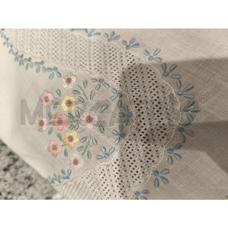 LENZUOLO MATRIMONIALE PANNA + 2FED. FOGLIOLINE INDACO E FIORELLINI COLORATI | Mercatino dell'Usato Campobasso 4