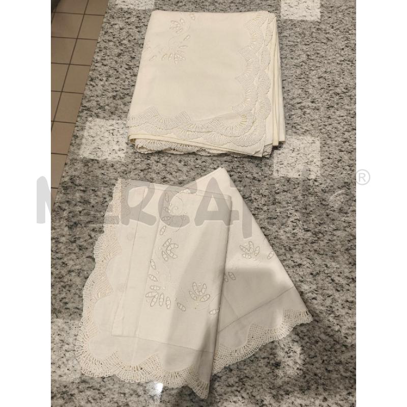 LENZUOLO MATRIMONIALE PANNA + 2 FED. CON INTAGLI E MERLETTO | Mercatino dell'Usato Campobasso 1