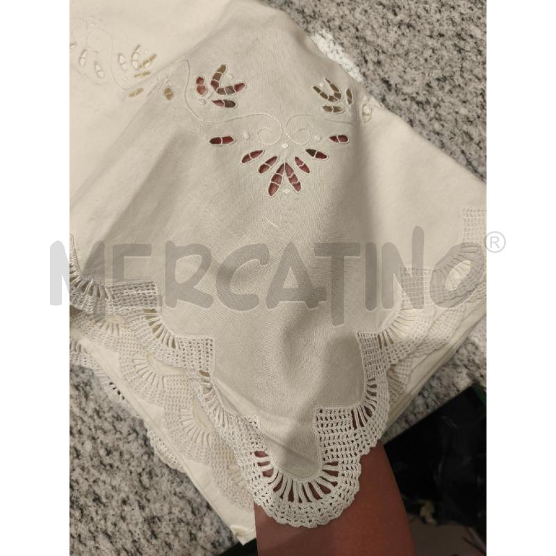LENZUOLO MATRIMONIALE PANNA + 2 FED. CON INTAGLI E MERLETTO | Mercatino dell'Usato Campobasso 4