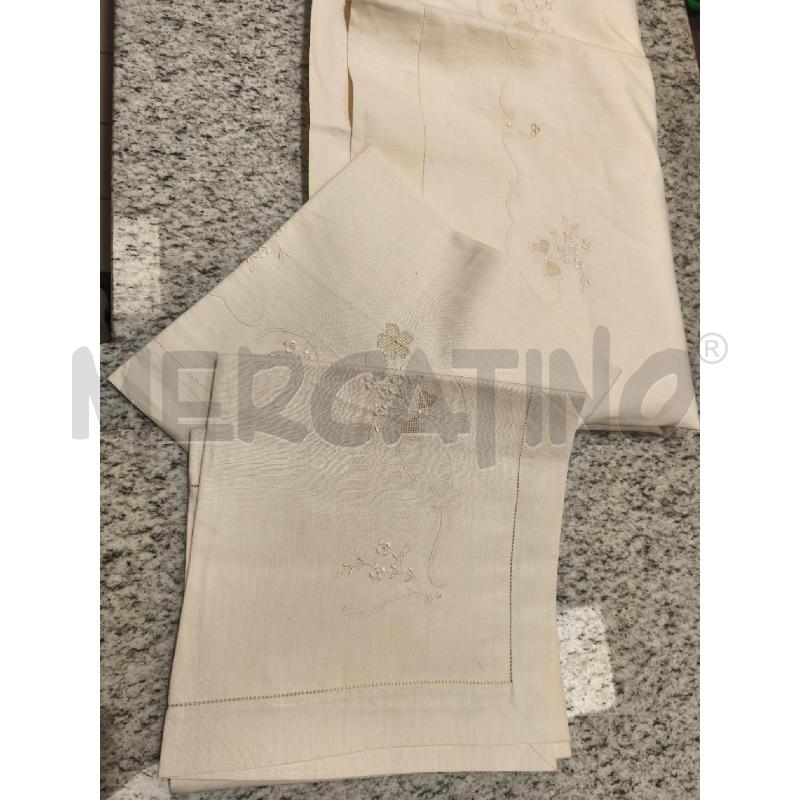 LENZUOLO MATRIMONIALE + 2 FED. MISTO LINO RICAMATO A MANO | Mercatino dell'Usato Campobasso 1
