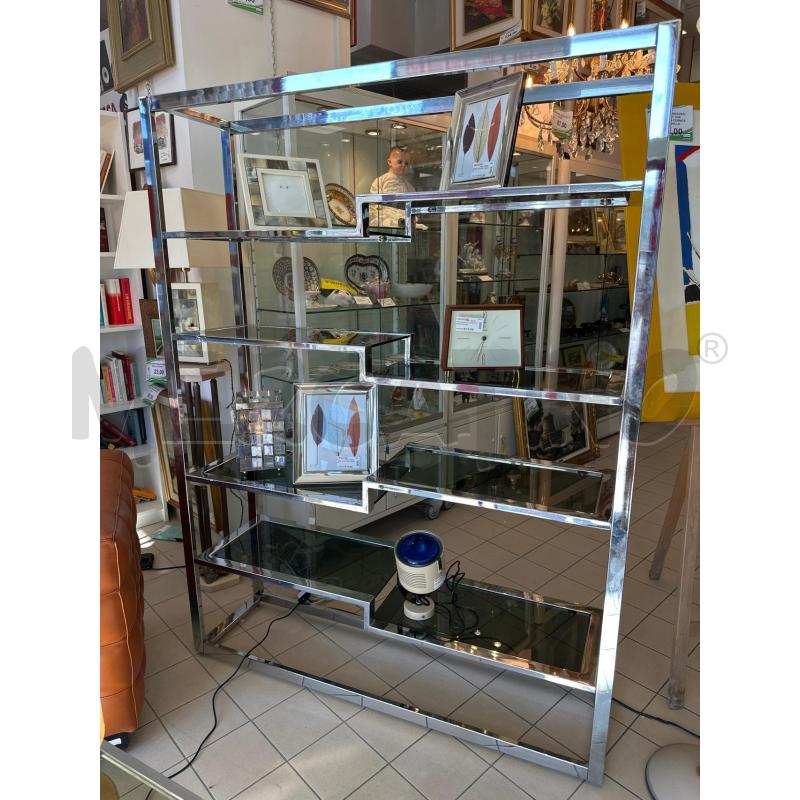 LIBRERIA ACCIAIO ORIGINALE ANNI 70 181X138X36 CMVETRO VERDE  | Mercatino dell'Usato Campobasso 1