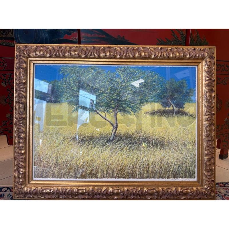 LITOGRAFIA RIP. AZZINARI ALBERO NEL CAMPO 84X65 CM C. | Mercatino dell'Usato Campobasso 1