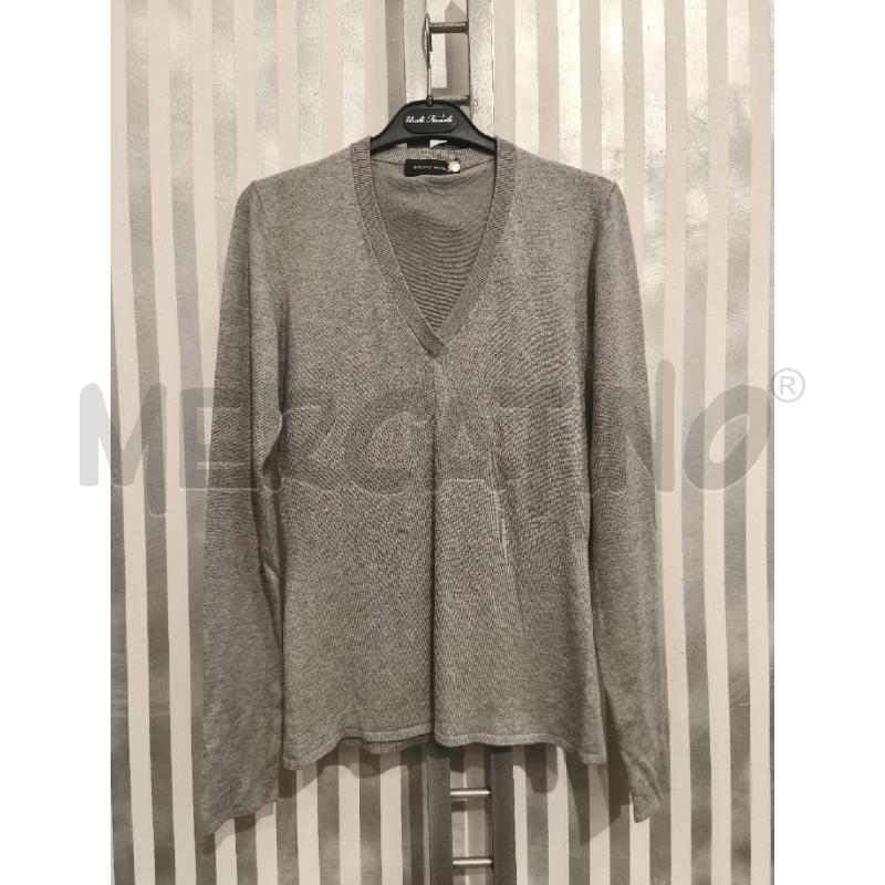 MAGLIA DONNA BRUNO MANETTI GRIGIA SCOLLO V SETA CASHMERE | Mercatino dell'Usato Campobasso 1