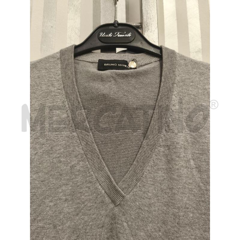 MAGLIA DONNA BRUNO MANETTI GRIGIA SCOLLO V SETA CASHMERE | Mercatino dell'Usato Campobasso 2