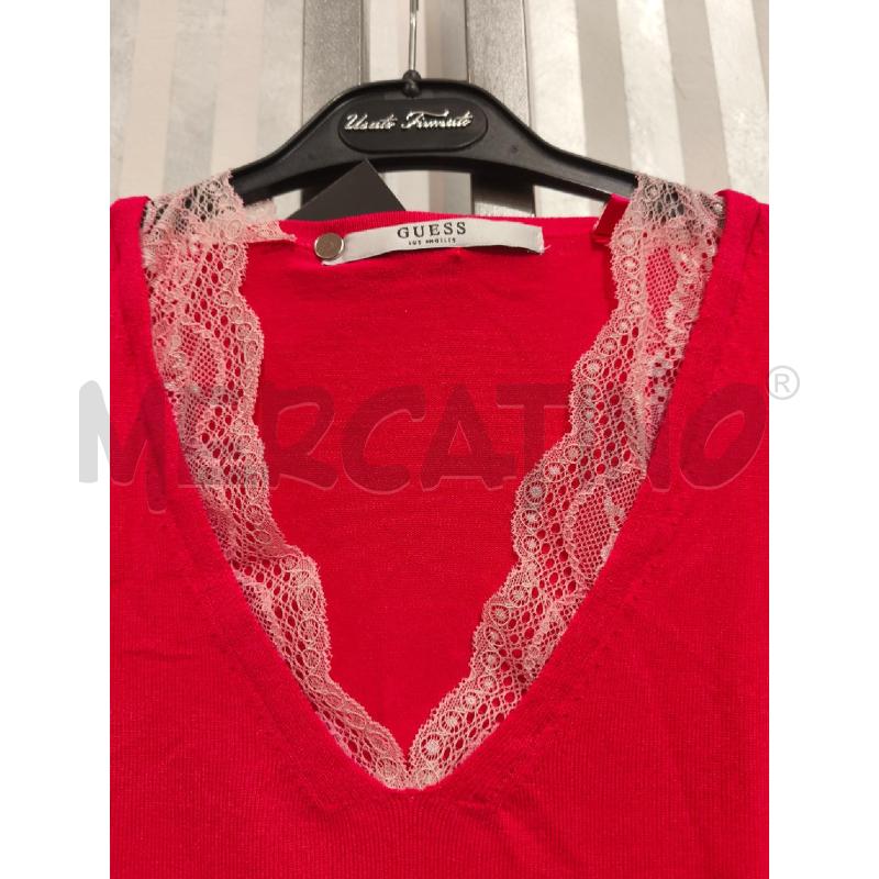 MAGLIA DONNA GUESS CORALLO SCOLLO PIZZO BIANCO | Mercatino dell'Usato Campobasso 3