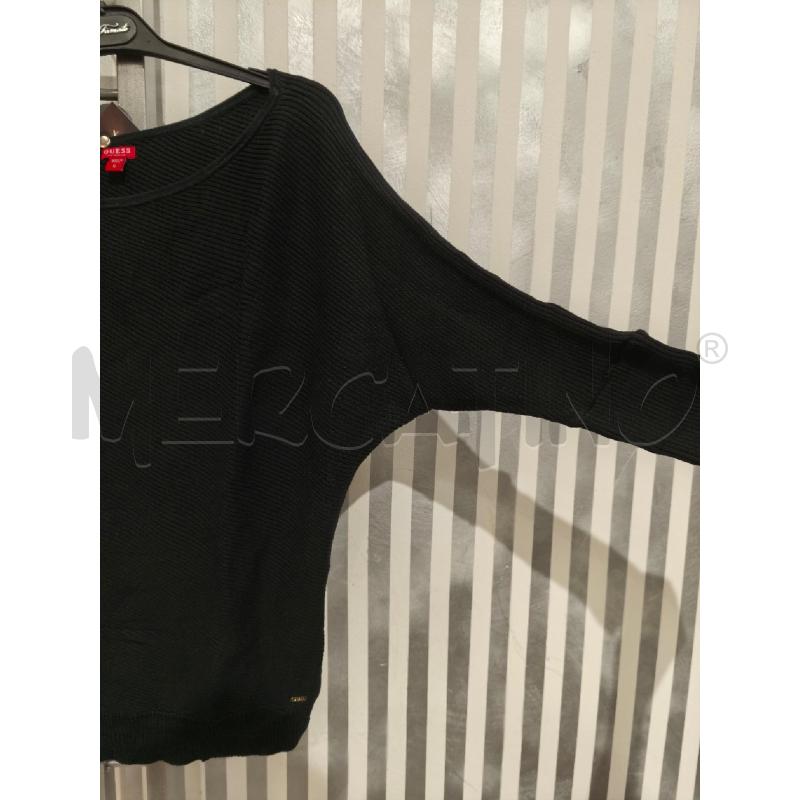 MAGLIA DONNA GUESS NERA COSTINE ORIZZONTALI ASIMMETRICA | Mercatino dell'Usato Campobasso 4