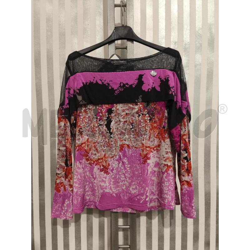 MAGLIETTA DONNA CANNELLA LILLA FIORI BEIGE ARANCIO E TULLE | Mercatino dell'Usato Campobasso 1