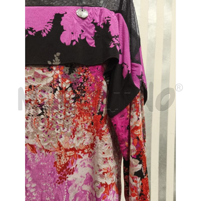 MAGLIETTA DONNA CANNELLA LILLA FIORI BEIGE ARANCIO E TULLE | Mercatino dell'Usato Campobasso 4
