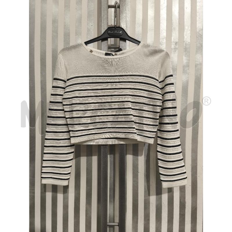 MAGLIETTA DONNA ELISABETTA FRANCHI BIANCA RIGHINE NERE | Mercatino dell'Usato Campobasso 1