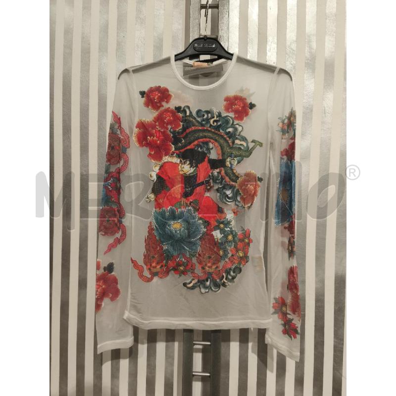 MAGLIETTA DONNA GALLIANO BIANCA TRASPARENTE DISEGNI | Mercatino dell'Usato Campobasso 1