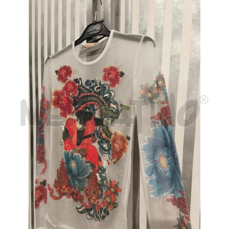 MAGLIETTA DONNA GALLIANO BIANCA TRASPARENTE DISEGNI | Mercatino dell'Usato Campobasso 4