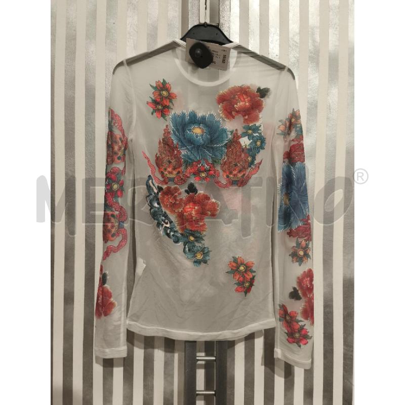MAGLIETTA DONNA GALLIANO BIANCA TRASPARENTE DISEGNI | Mercatino dell'Usato Campobasso 5