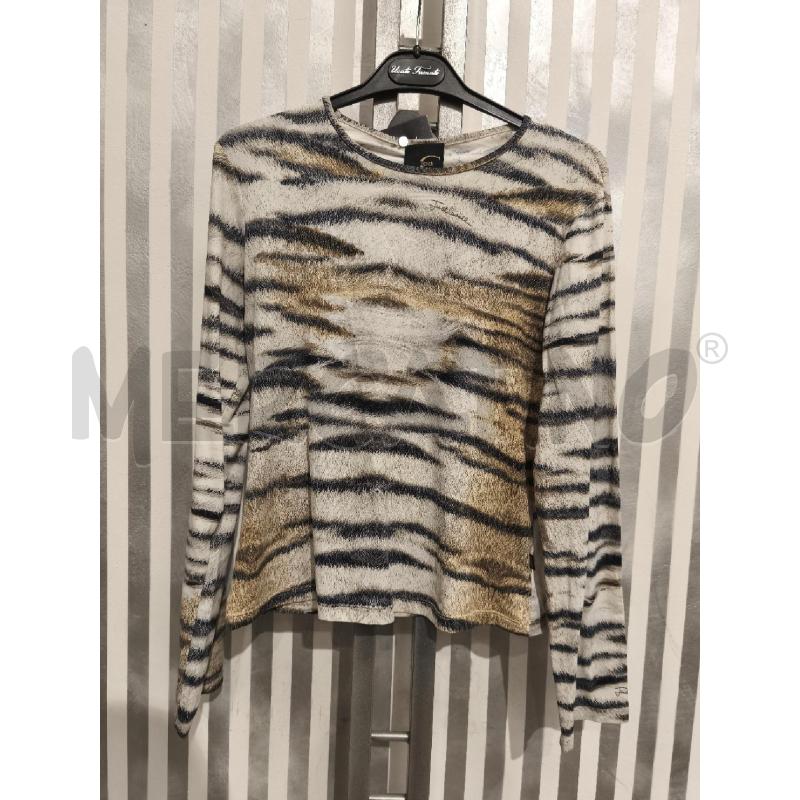 MAGLIETTA DONNA JUST CAVALLI PANNA STRIATURE NERE OCRA SFUMATE | Mercatino dell'Usato Campobasso 1
