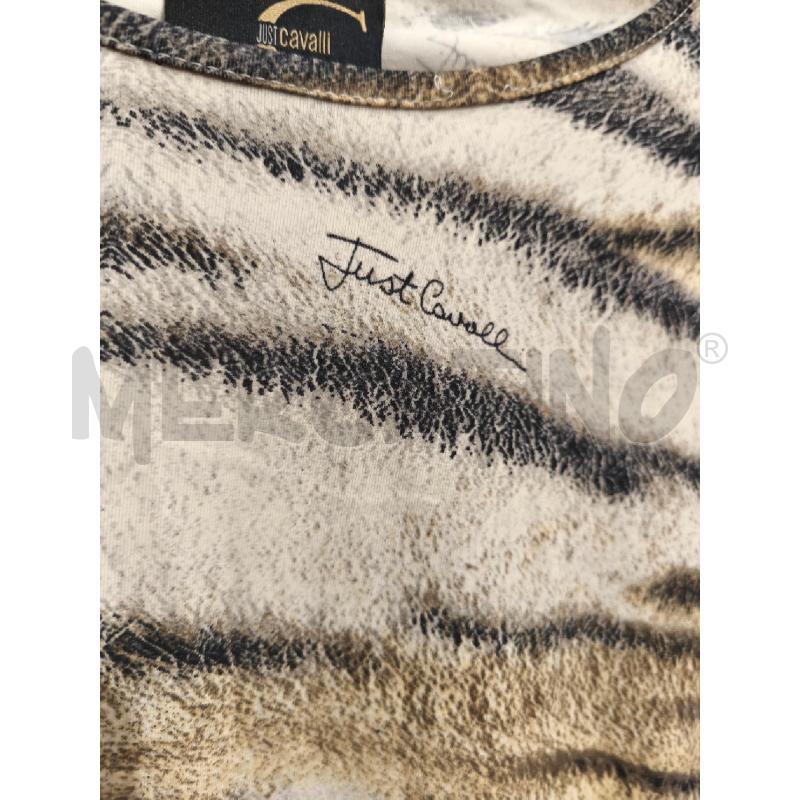 MAGLIETTA DONNA JUST CAVALLI PANNA STRIATURE NERE OCRA SFUMATE | Mercatino dell'Usato Campobasso 2