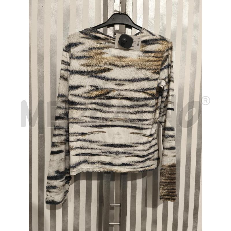 MAGLIETTA DONNA JUST CAVALLI PANNA STRIATURE NERE OCRA SFUMATE | Mercatino dell'Usato Campobasso 4