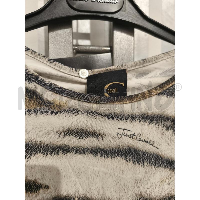 MAGLIETTA DONNA JUST CAVALLI PANNA STRIATURE NERE OCRA SFUMATE | Mercatino dell'Usato Campobasso 5