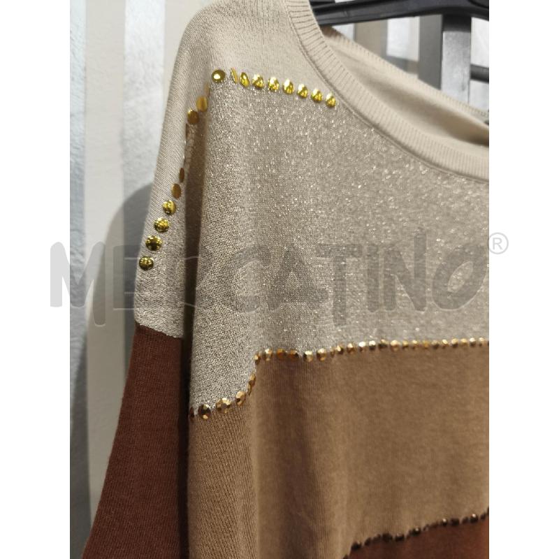 MAGLIETTA DONNA LIU JO BEIGE MARRONCINA NERA STRASS | Mercatino dell'Usato Campobasso 2