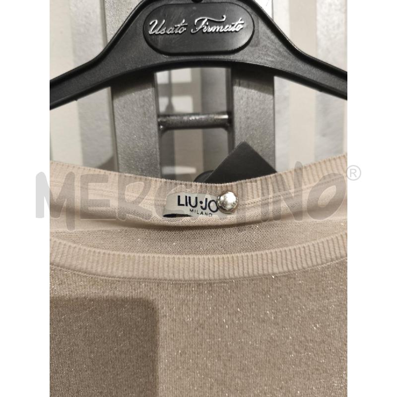 MAGLIETTA DONNA LIU JO BEIGE MARRONCINA NERA STRASS | Mercatino dell'Usato Campobasso 5