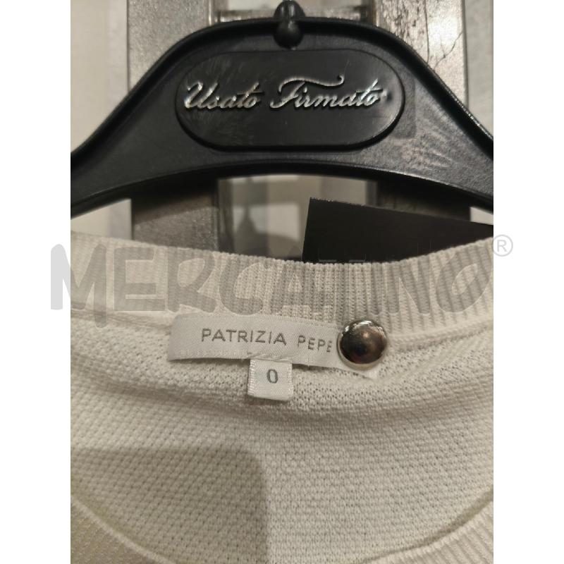 MAGLIETTA DONNA PATRIZIA PEPE BIANCA PIZZO NERO E STRASS | Mercatino dell'Usato Campobasso 2