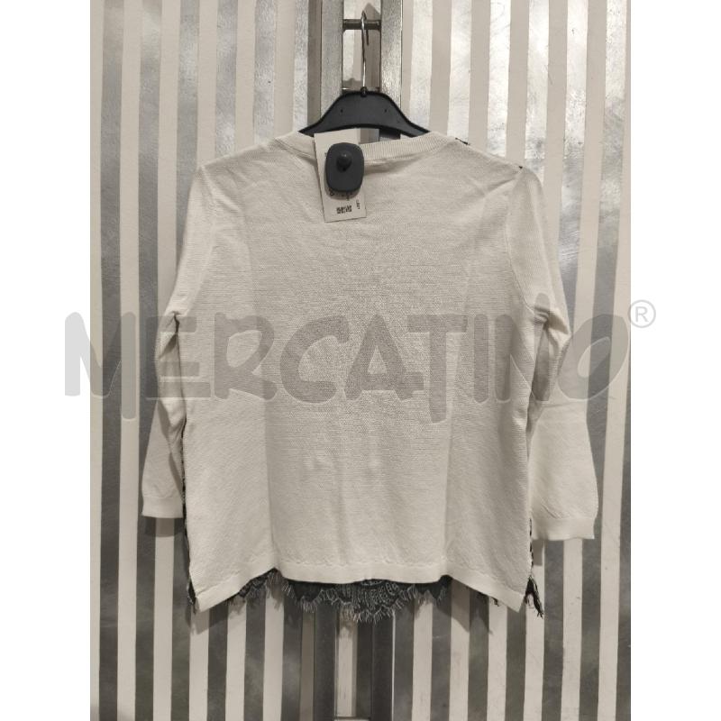 MAGLIETTA DONNA PATRIZIA PEPE BIANCA PIZZO NERO E STRASS | Mercatino dell'Usato Campobasso 5