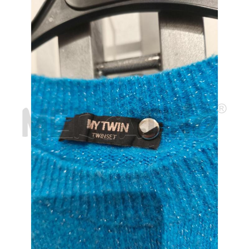 MAGLIONE DONNA MYTWIN TWINSET RIGHE AZZURRA GIALLA FUXIA NERA LUREX | Mercatino dell'Usato Campobasso 2