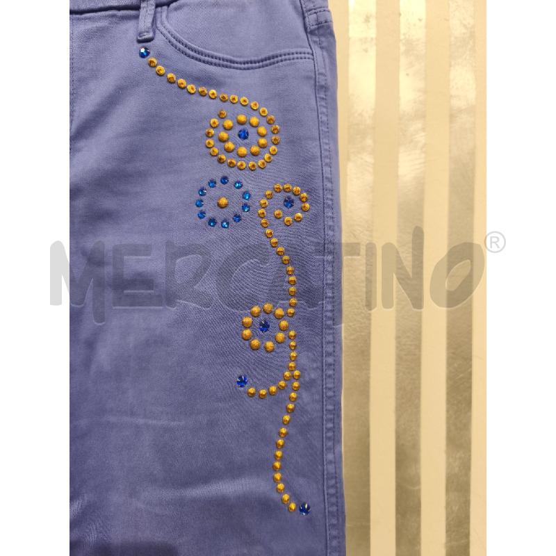 PANTALONE DONNA GUESS INDACO PERLINE IMPUNTURE DORATE E STRASS BLU | Mercatino dell'Usato Campobasso 3