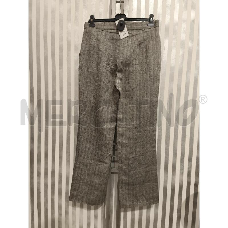 PANTALONE DONNA MAX MARA 100 LINO GRIGIO RIGHE  | Mercatino dell'Usato Campobasso 4