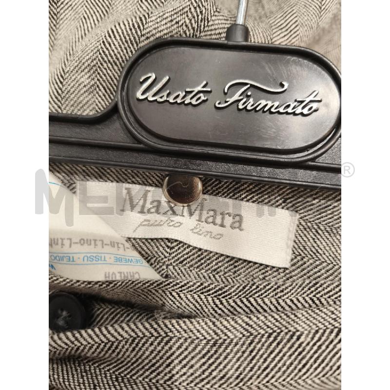 PANTALONE DONNA MAX MARA 100 LINO GRIGIO RIGHE  | Mercatino dell'Usato Campobasso 5