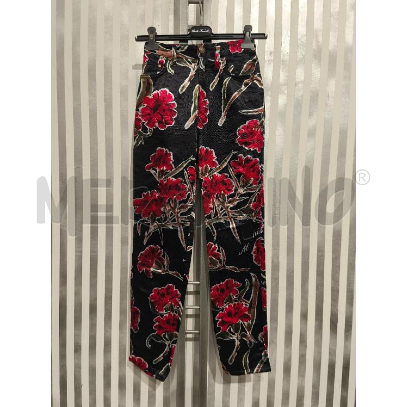 PANTALONE DONNA MOSCHINO NERO FIORI MAGENTA | Mercatino dell'Usato Campobasso 1