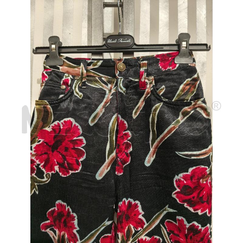 PANTALONE DONNA MOSCHINO NERO FIORI MAGENTA | Mercatino dell'Usato Campobasso 3