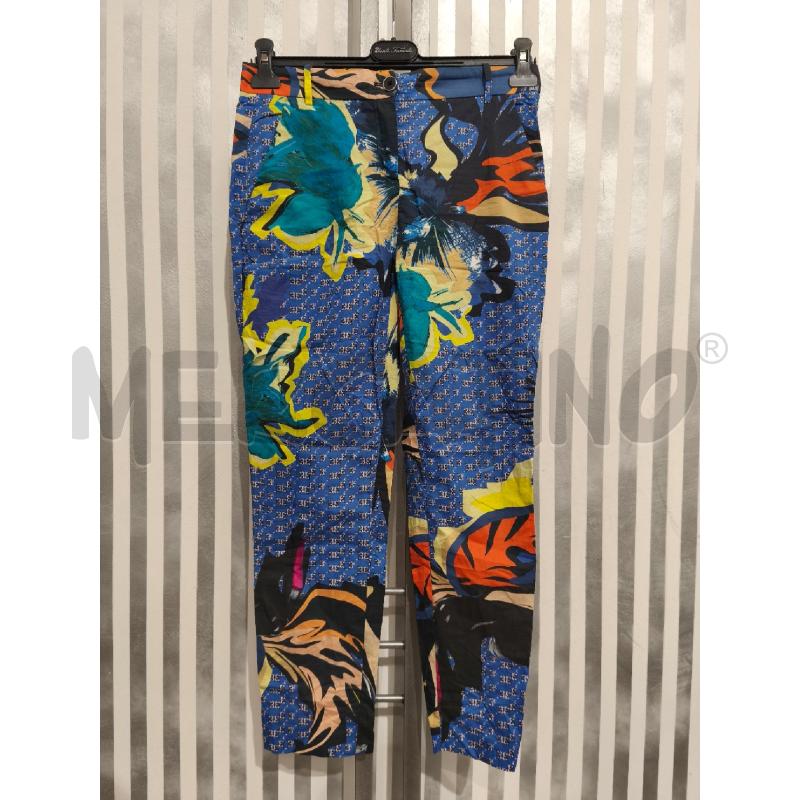 PANTALONE DONNA PINKO INDACO E MULTICOLOR FIORI | Mercatino dell'Usato Campobasso 1