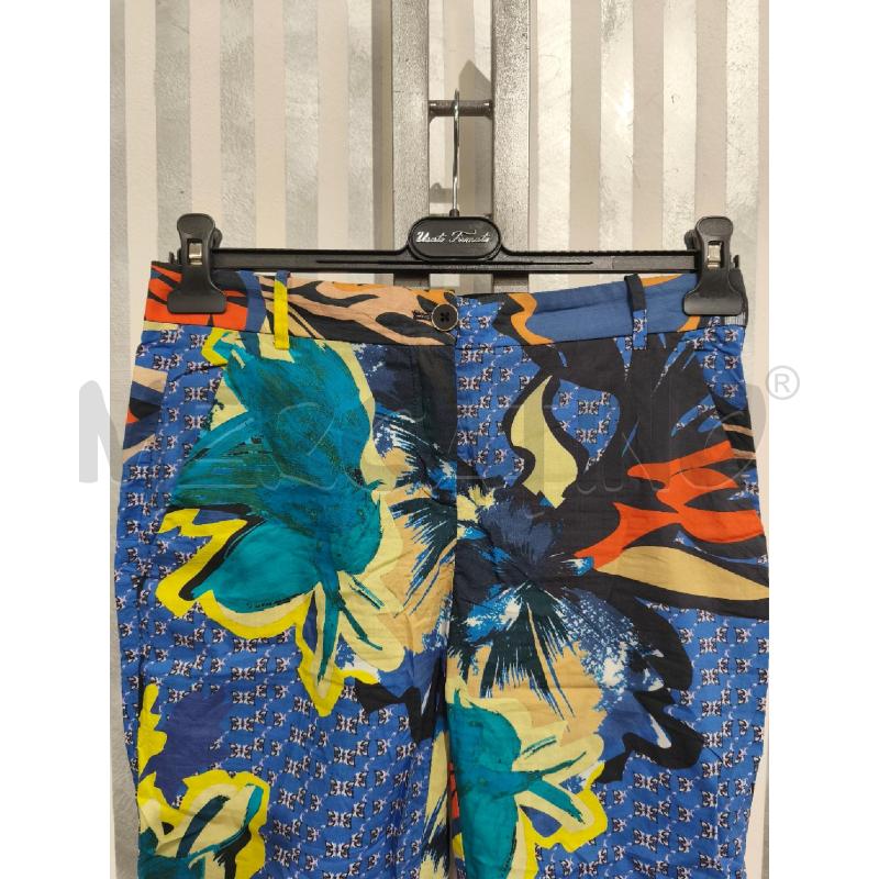 PANTALONE DONNA PINKO INDACO E MULTICOLOR FIORI | Mercatino dell'Usato Campobasso 3