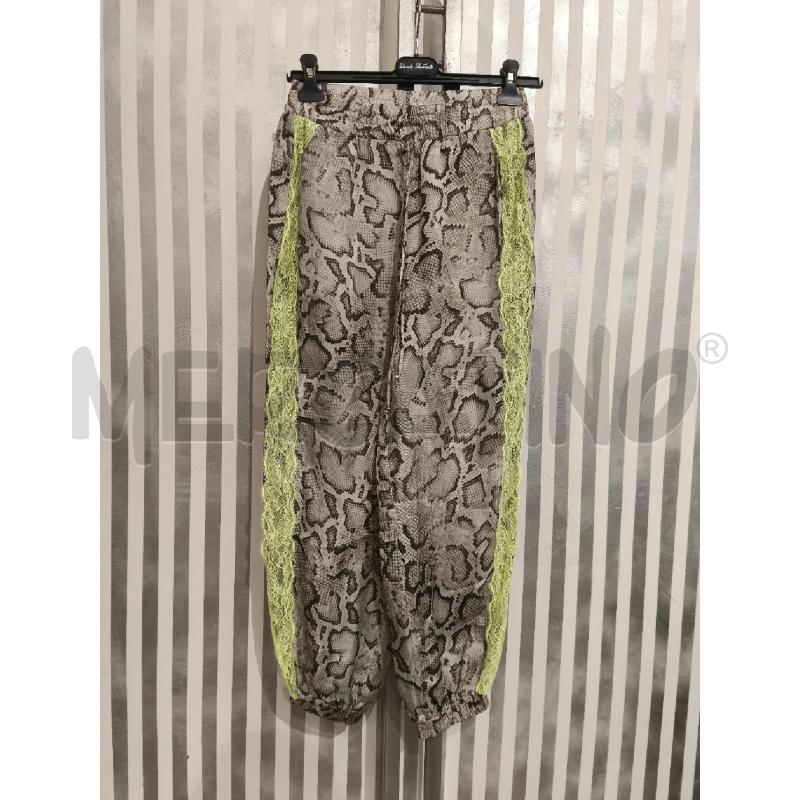 PANTALONE DONNA PINKO PITONATO BEIGE LATI PIZZO GIALLO FLUO | Mercatino dell'Usato Campobasso 1