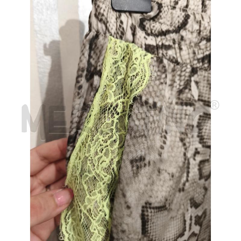 PANTALONE DONNA PINKO PITONATO BEIGE LATI PIZZO GIALLO FLUO | Mercatino dell'Usato Campobasso 2