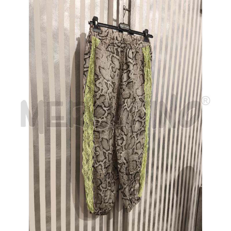 PANTALONE DONNA PINKO PITONATO BEIGE LATI PIZZO GIALLO FLUO | Mercatino dell'Usato Campobasso 3