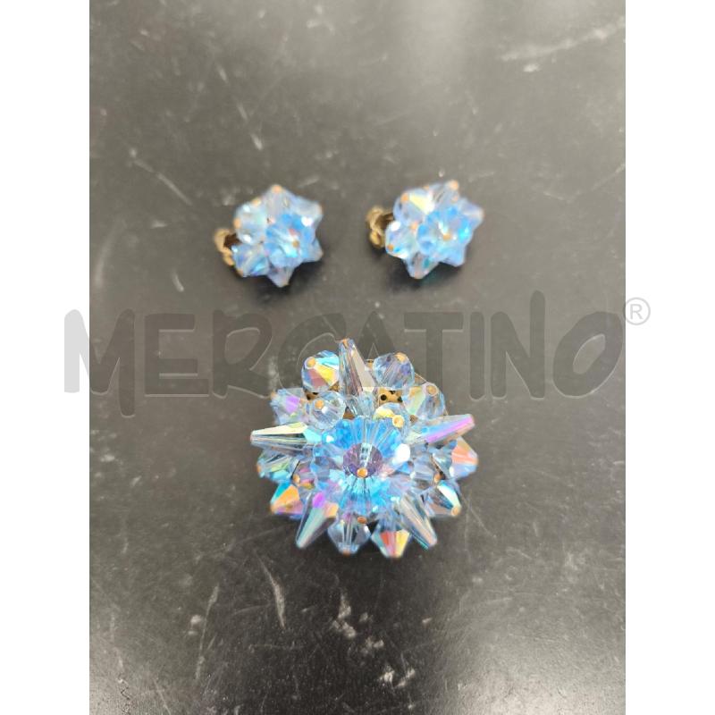 PARURE SPILLA+ORECCHINI STRASS AZZURRI | Mercatino dell'Usato Campobasso 1
