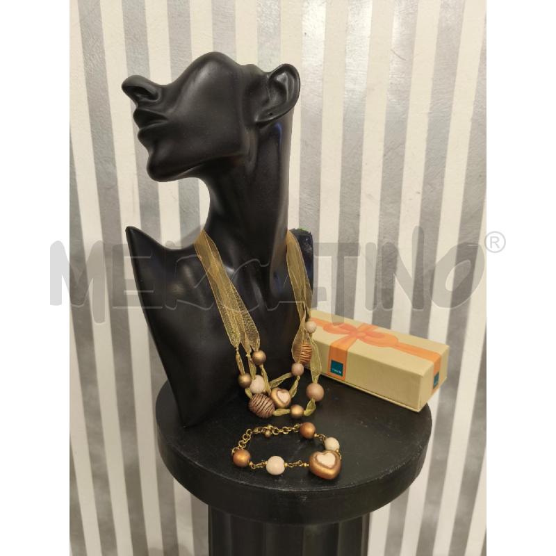 PARURE THUN NASTRO GIALLO SFERE BEIGE CUORICINI | Mercatino dell'Usato Campobasso 1