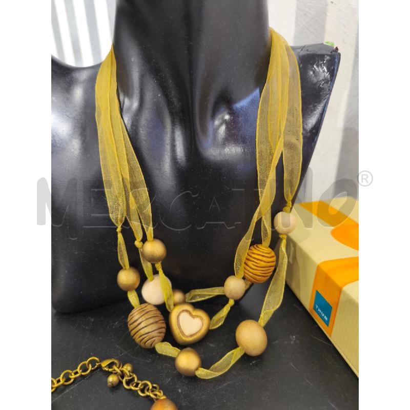 PARURE THUN NASTRO GIALLO SFERE BEIGE CUORICINI | Mercatino dell'Usato Campobasso 2