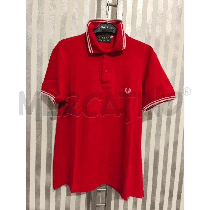 POLO UOMO FRED PERRY ROSSA BORDI BIANCHI | Mercatino dell'Usato Campobasso 1
