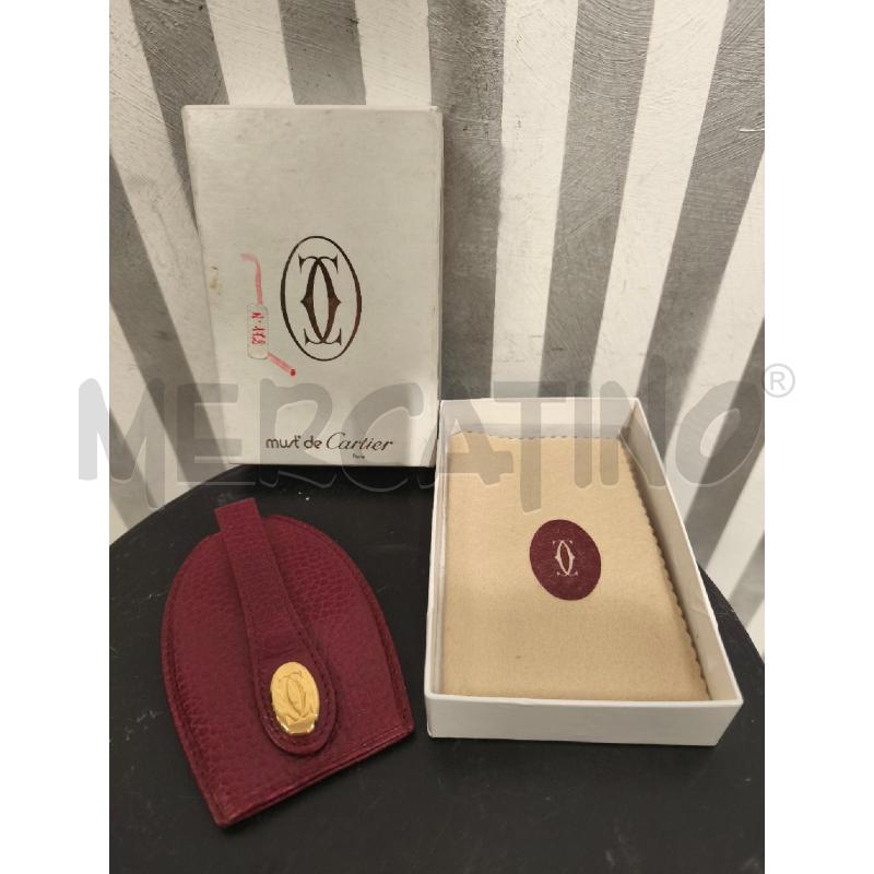 PORTA CHIAVI CARTIER PELLE ROSSA PLACCHETTA DORATA | Mercatino dell'Usato Campobasso 1