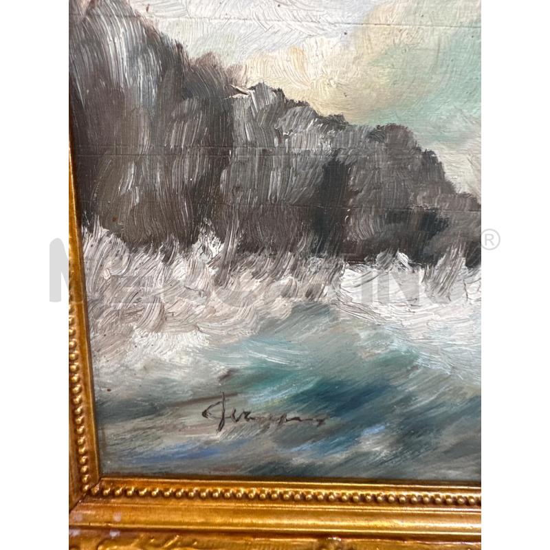 QUADRO 34X41 CM MARE IN TEMPESTA SCOGLI  | Mercatino dell'Usato Campobasso 2