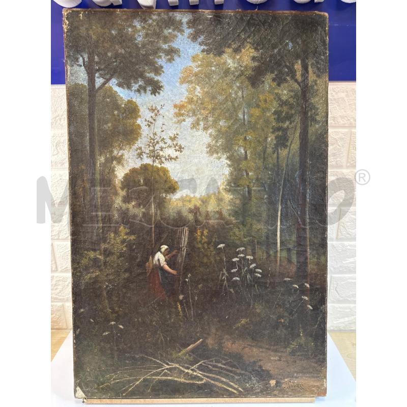 QUADRO 43X66 DONNA CON FASCIO DI LEGNA NEL BOSCO  | Mercatino dell'Usato Campobasso 1