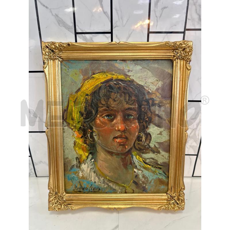QUADRO OLIO SI TELA CARTONATA 24X30 CM RITRATTO ZINGARA | Mercatino dell'Usato Campobasso 1